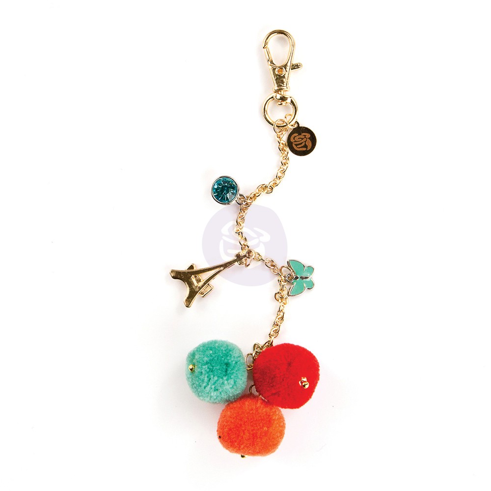 My Prima Planner Embellishments - Tangerine Pop Pom Pom Key Chain