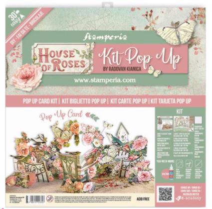 ערכת כרטיס פופ-אפ - Stamperia Pop-Up Card Kit - House Of Roses
