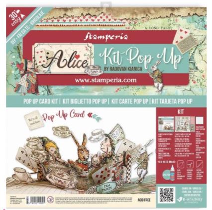 ערכת כרטיס פופ-אפ - Stamperia Pop-Up Card Kit- Alice Tea Party