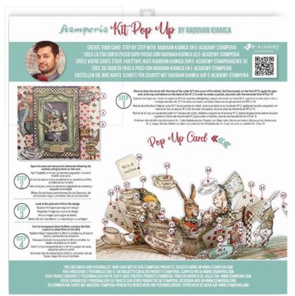 ערכת כרטיס פופ-אפ - Stamperia Pop-Up Card Kit- Alice Tea Party