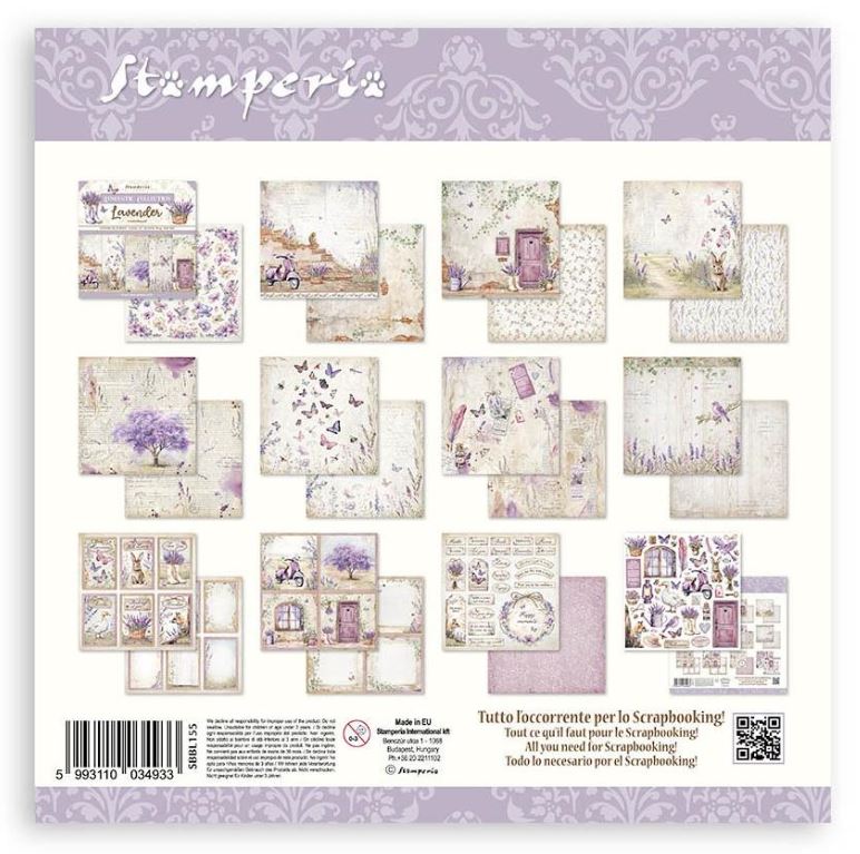 מארז דפי קארדסטוק 12" - Stamperia Double-Sided Paper Pad - Lavender