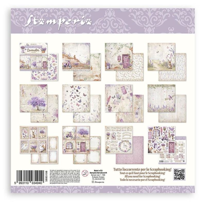 מארז דפי קארדסטוק 8" - Stamperia Double-Sided Paper Pad - Lavender