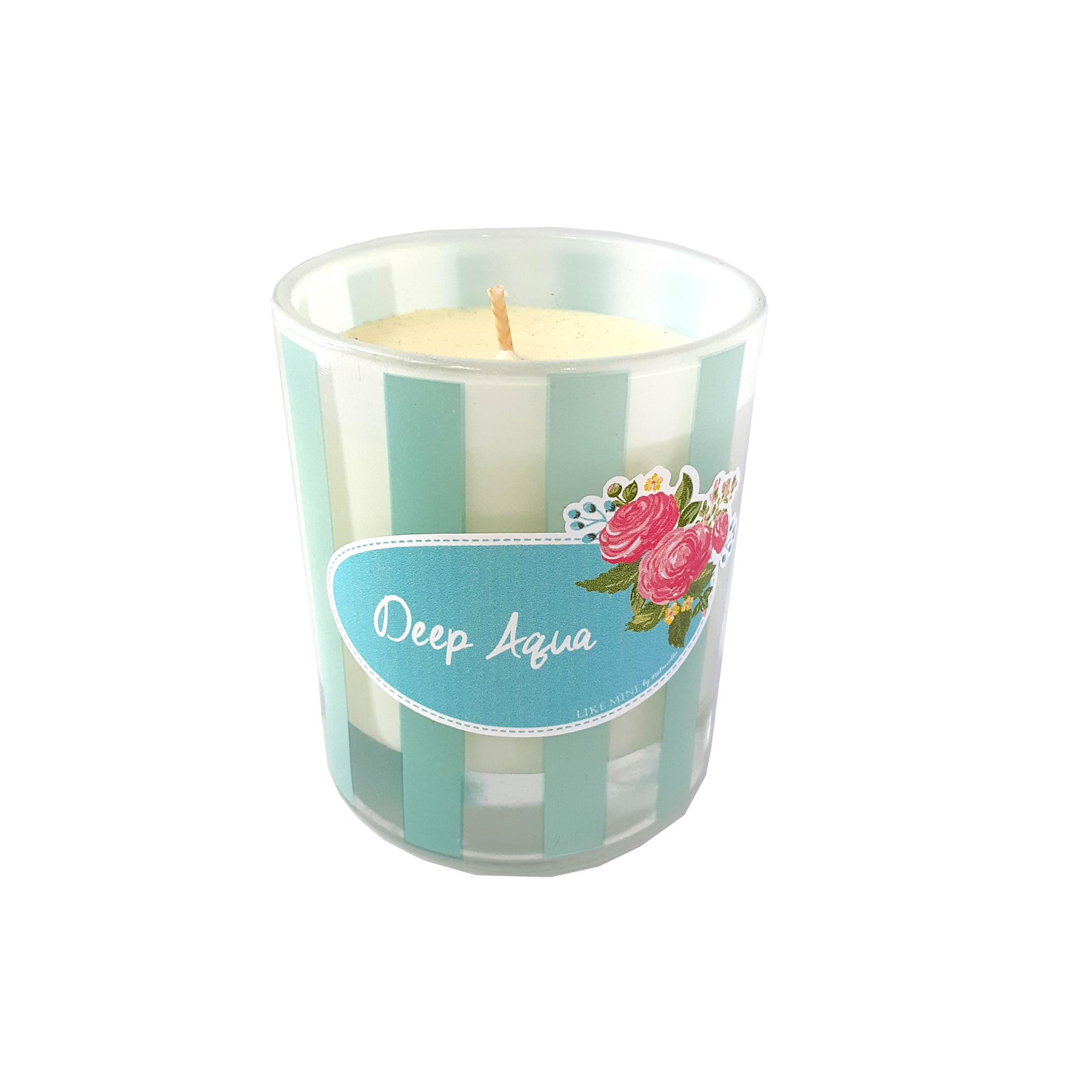 נר שעווה טבעי קטן - אומברה תכלת - Deep Aqua