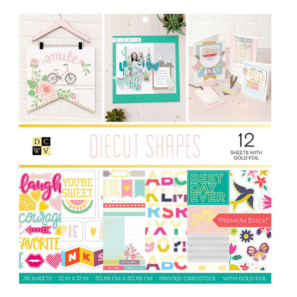 מארז דפי קארדסטוק &quot;12 Diecut Shapes Collection