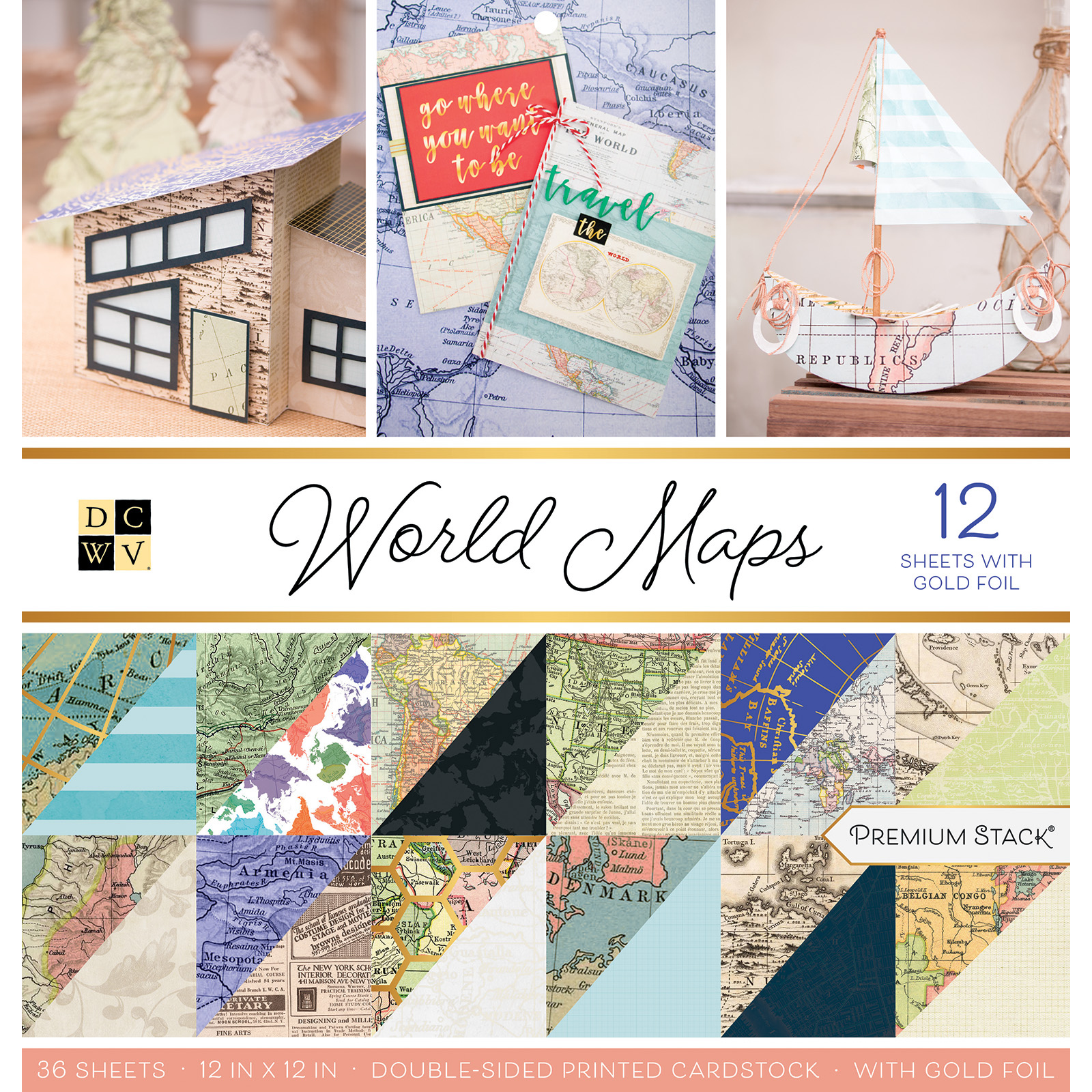 מארז קארדסטוק 12" World Maps