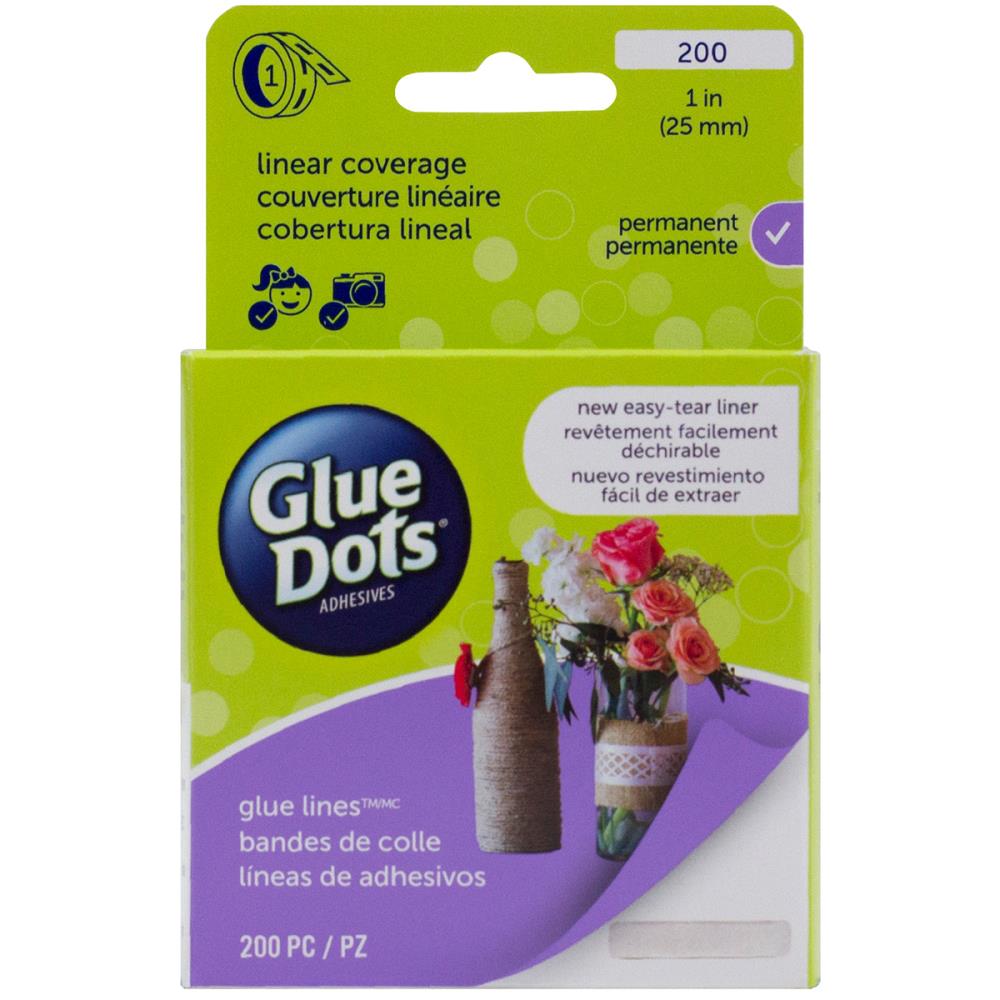 פסי דבק - Glue Dots 1&quot; Glue Line Roll - Clear Lines
