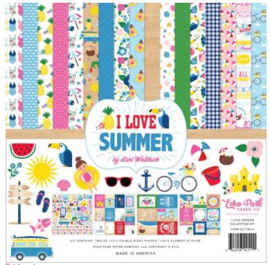 מארז קארדסטוק 12&quot; - Echo Park Collection Kit - I Love Summer