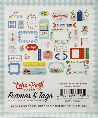 מארז חיתוכי קארדסטוק - Summertime Cardstock Ephemera - Frames & Tags