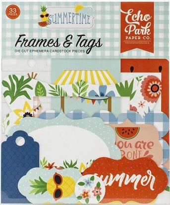 מארז חיתוכי קארדסטוק - Summertime Cardstock Ephemera - Frames &amp; Tags
