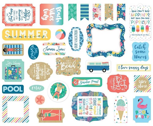 חיתוכי קארדסטוק - Dive Into Summer Cardstock Ephemera Icons