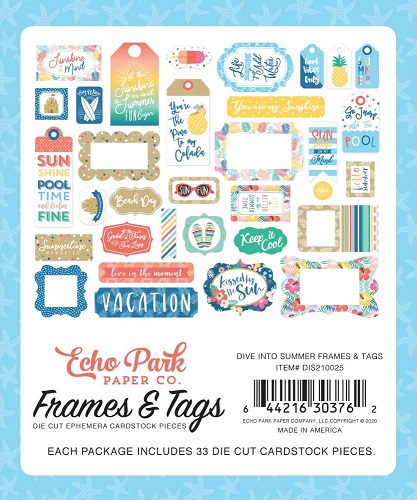 חיתוכי קארדסטוק - Dive Into Summer Cardstock Ephemera Frames & Tags