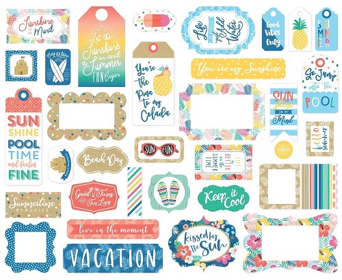 חיתוכי קארדסטוק - Dive Into Summer Cardstock Ephemera Frames & Tags