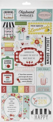 מדבקות צ&#39;יפבורד - Summer Market Chipboard - Phrases