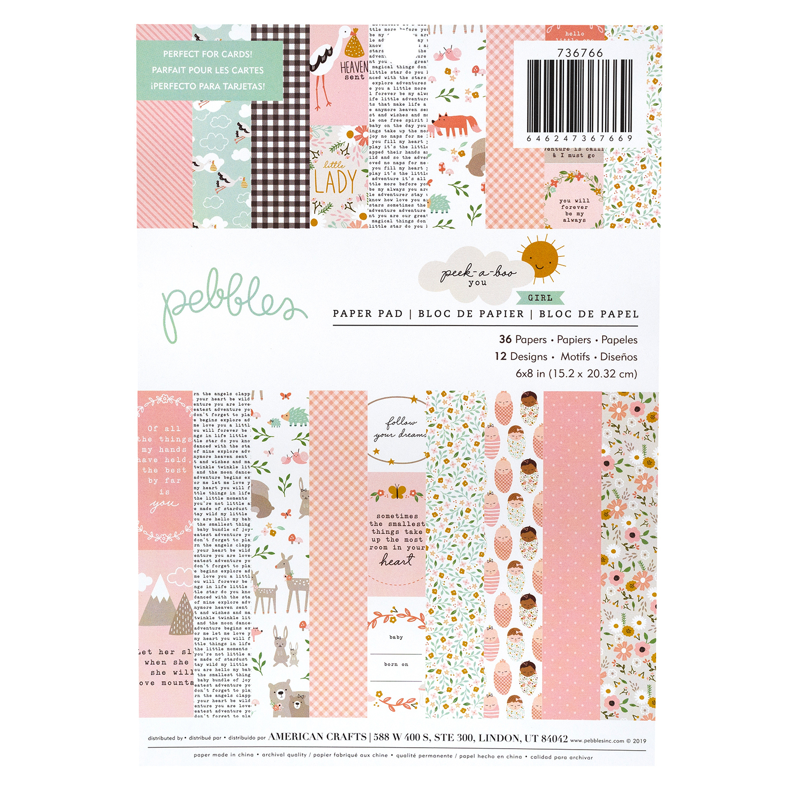 מארז קארדסטוק 6*8&quot; - Pick-a-boo - GIRL - Paper Pad