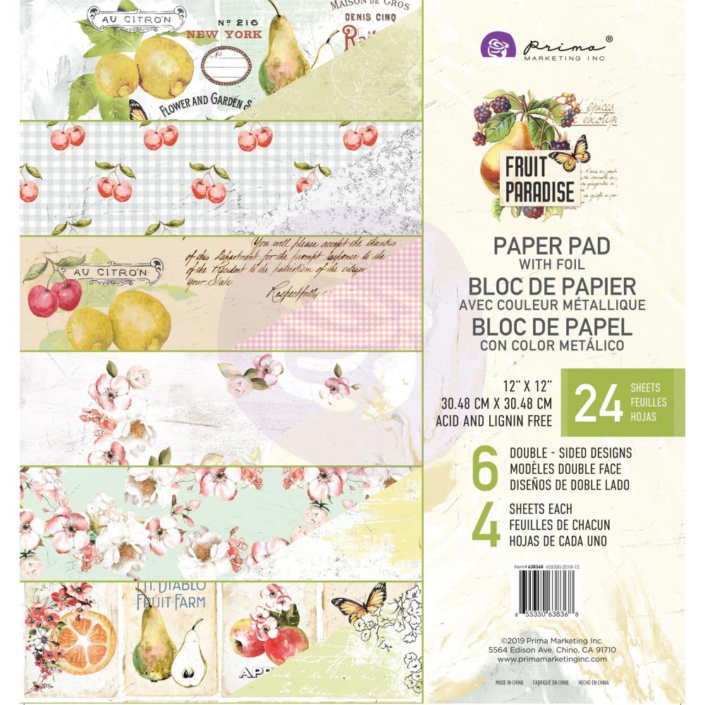 מארז דפי קארדסטוק "12 Fruit Paradise Paper Pad