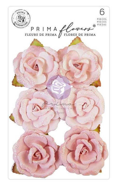 פרחי נייר - Prima Marketing Mulberry Paper Flowers - First Snow/Candy Cane Lane