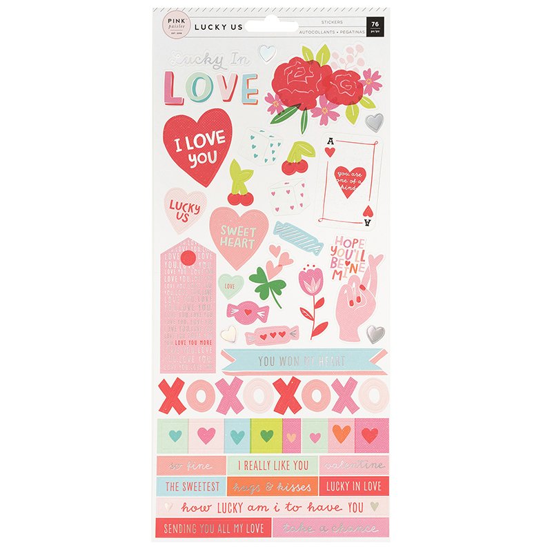 מדבקות קארדסטוק - Lucky Us - Cardstock Stickers with Foil