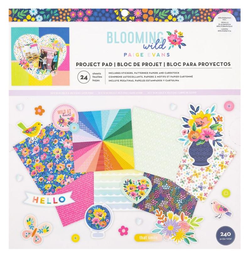מארז דפי קארדסטוק 12&quot; - Paige Evans Blooming Wild Project Pad