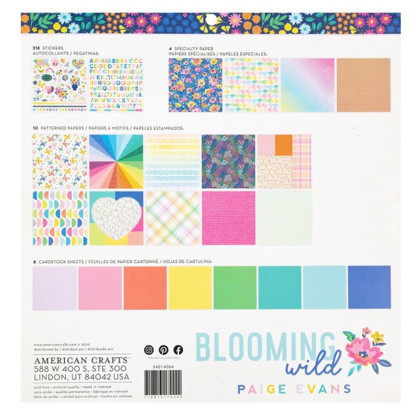 מארז דפי קארדסטוק 12" - Paige Evans Blooming Wild Project Pad