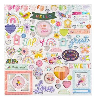 מדבקות צ&#39;יפבורד - Paige Evans Blooming Wild Chipboard Stickers