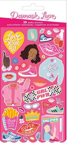 מדבקות פאף - Damask Love Girl Power - Puffy Stickers