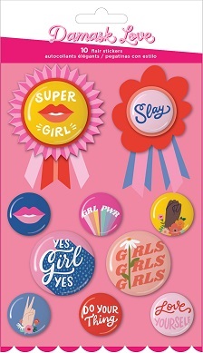 מדבקות נייר ואפוקסי - Damask Love Girl Power - Stickers