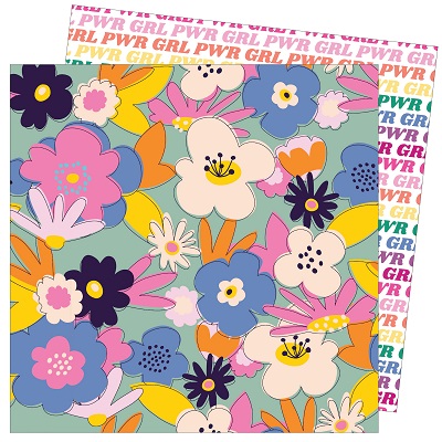 דף קארדסטוק 12&quot; 2209- Girl Power - Floral Female