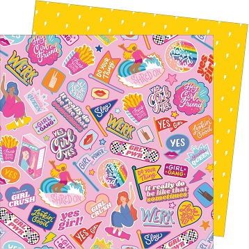 דף קארדסטוק 12" 2208- Girl Power - Patch It Up