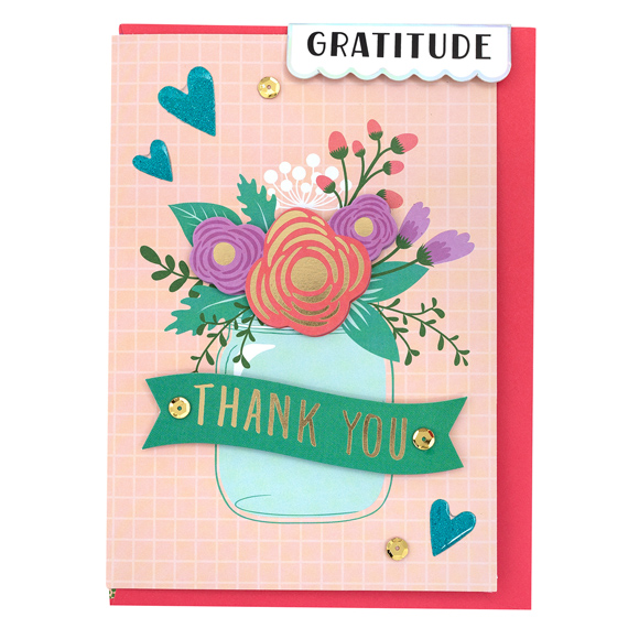 כרטיס ברכה ומעטפה Gratitude - Mason Jar