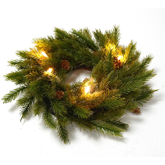 גלגל ירק wreath עם אורות 28 ס&quot;מ