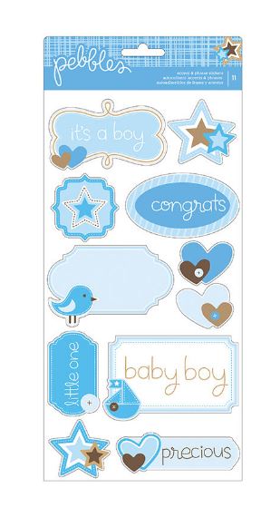 מדבקות קארדסטוק - Baby Boy Accent &amp; Phrase Stickers