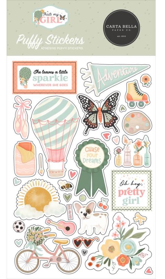 מדבקות פאף - Carta Bella Puffy Stickers - That&#39;s My Girl