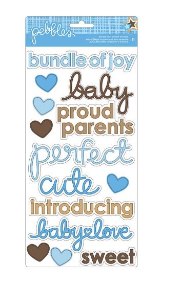 מדבקות קארדסטוק - Baby Boy Accent &amp; Phrase Stickers 2