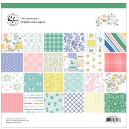 מארז קארדסטוק 12" - PinkFresh Studio Double-Sided Paper Pack - Happy Blooms