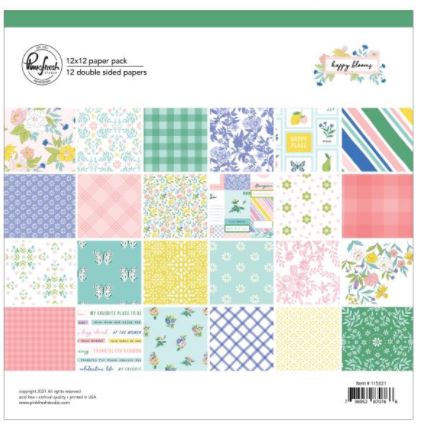 מארז קארדסטוק 12&quot; - PinkFresh Studio Double-Sided Paper Pack - Happy Blooms