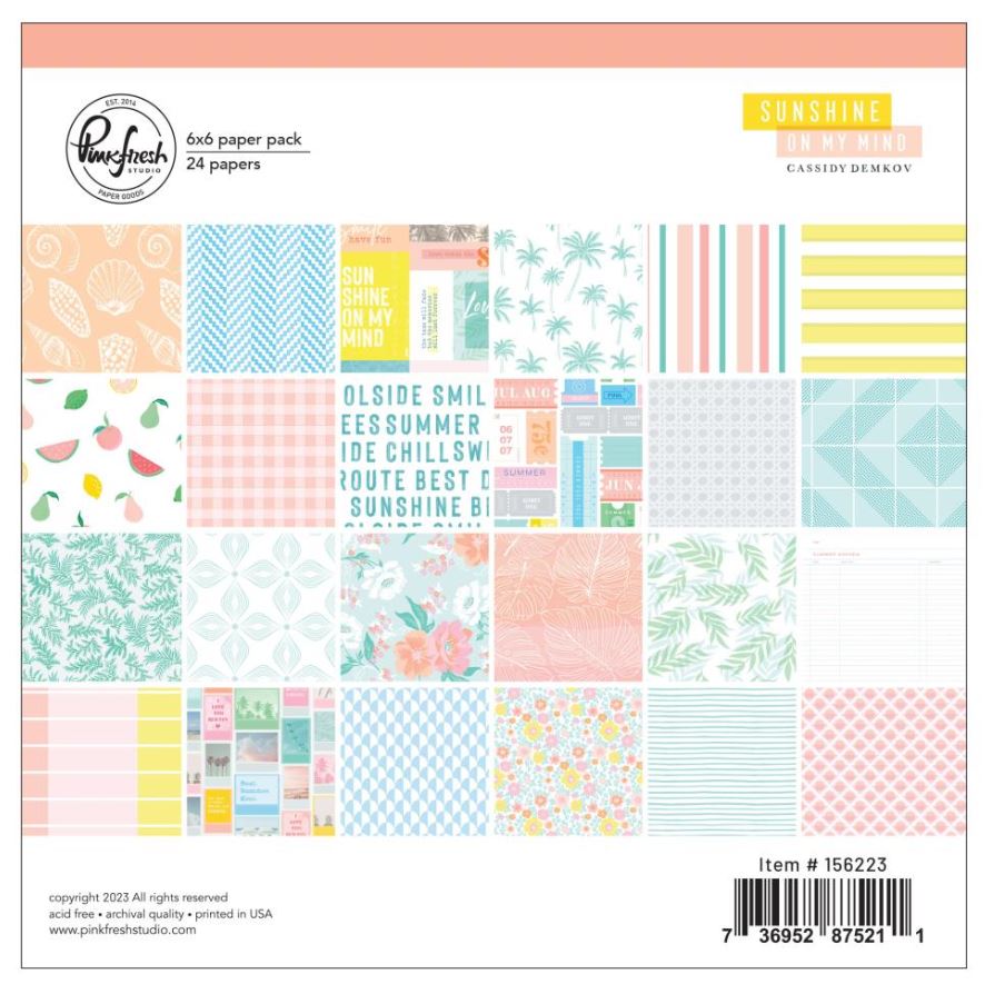 מארז קארדסטוק 6&quot; - Pinkfresh Studio Double-Sided Paper Pack - Sunshine On My Mind