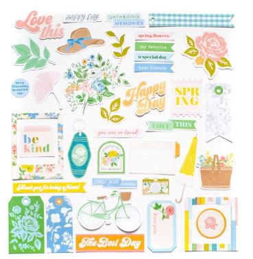מארז חיתוכי קארדסטוק - FLOWER MARKET Cardstock Die-Cuts Ephemera Pack