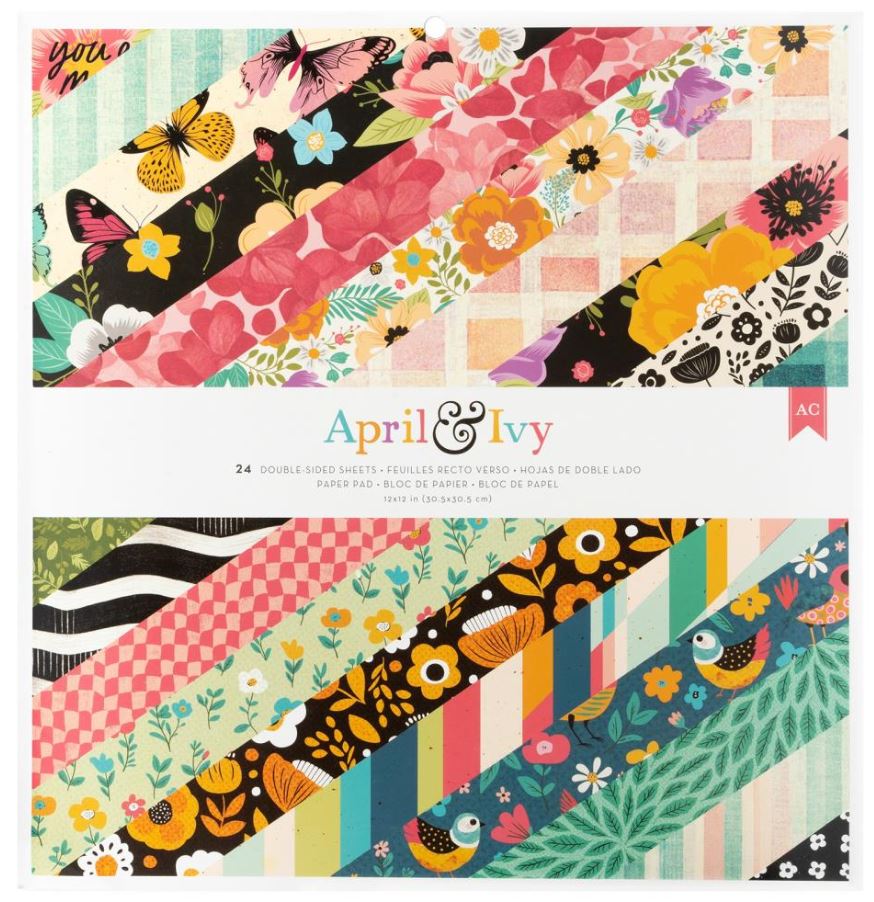 מארז דפי קארדסטוק 12&quot; - American Crafts Double-Sided Paper Pad - April &amp; Ivy