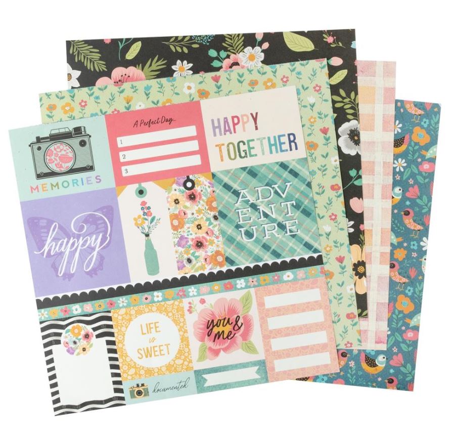 מארז דפי קארדסטוק 12" - American Crafts Double-Sided Paper Pad - April & Ivy