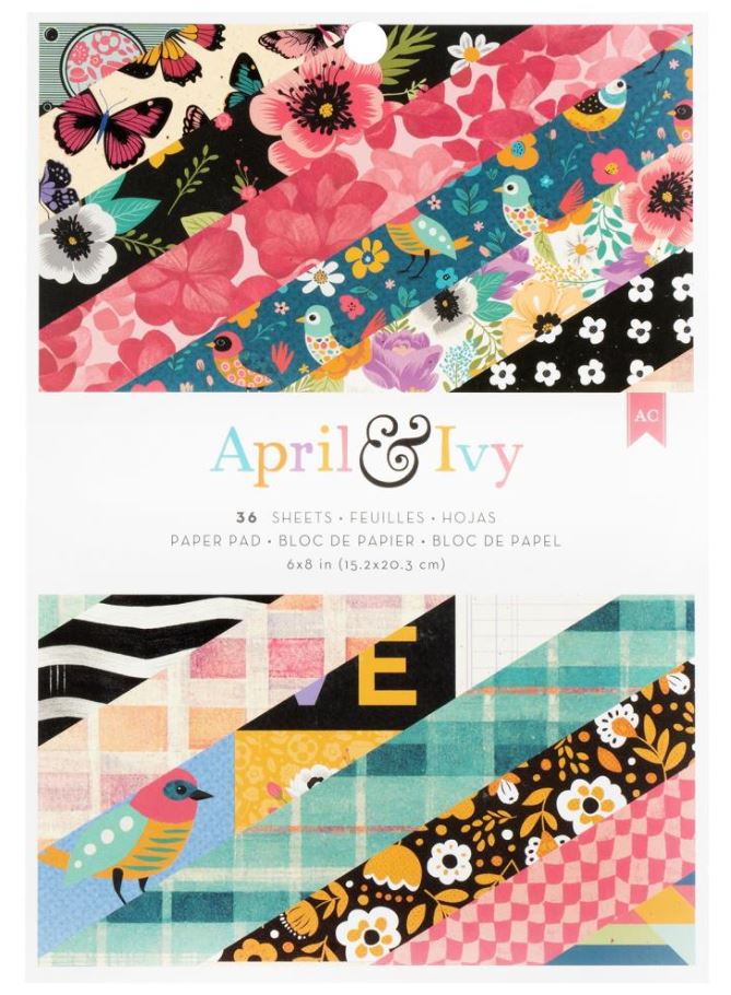 מארז דפי קארדסטוק 8*6&quot; - American Crafts Double-Sided Paper Pad - April &amp; Ivy