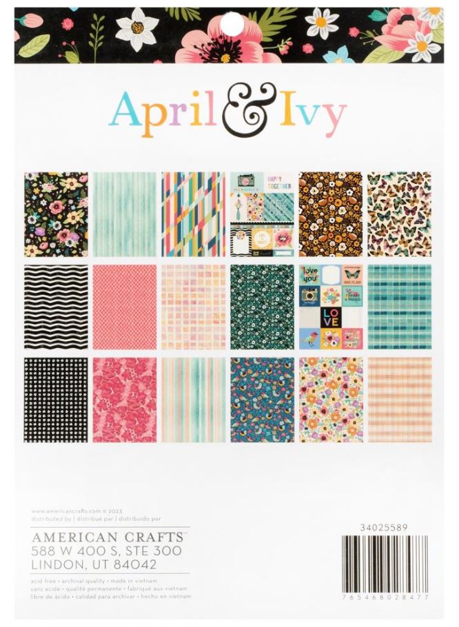 מארז דפי קארדסטוק 8*6" - American Crafts Double-Sided Paper Pad - April & Ivy