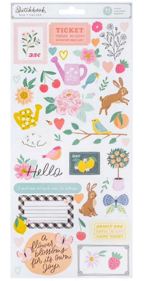 מדבקות קארדסטוק - Bea Valint Sketchbook Cardstock Stickers 6&quot;X12