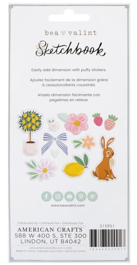 מדבקות פאף - Bea Valint Sketchbook Puffy Stickers