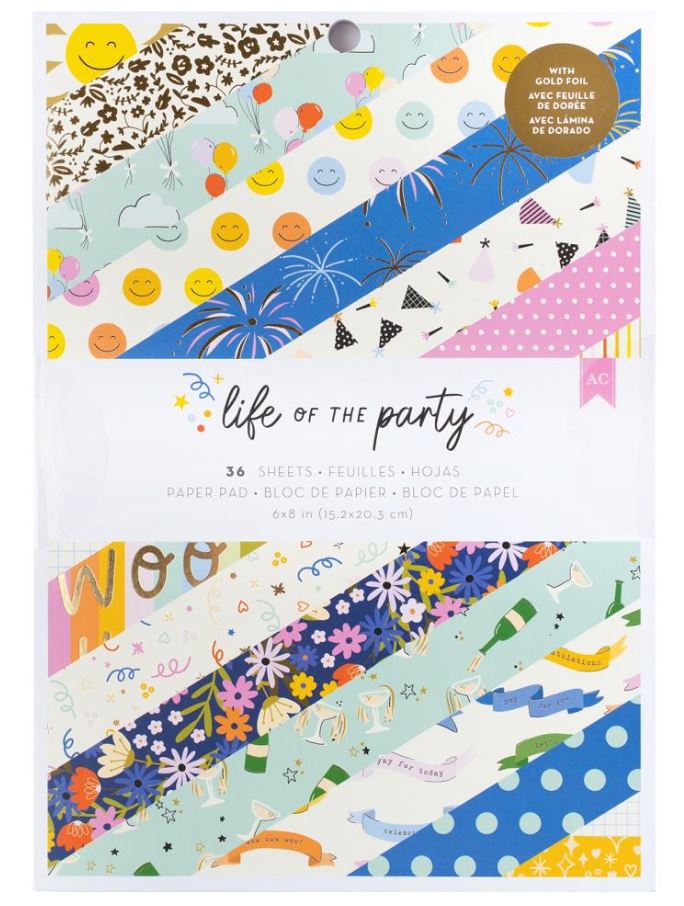 מארז דפי קארדסטוק 8&quot;*6&quot; - American Crafts Double-Sided Paper Pad -Life Of The Party