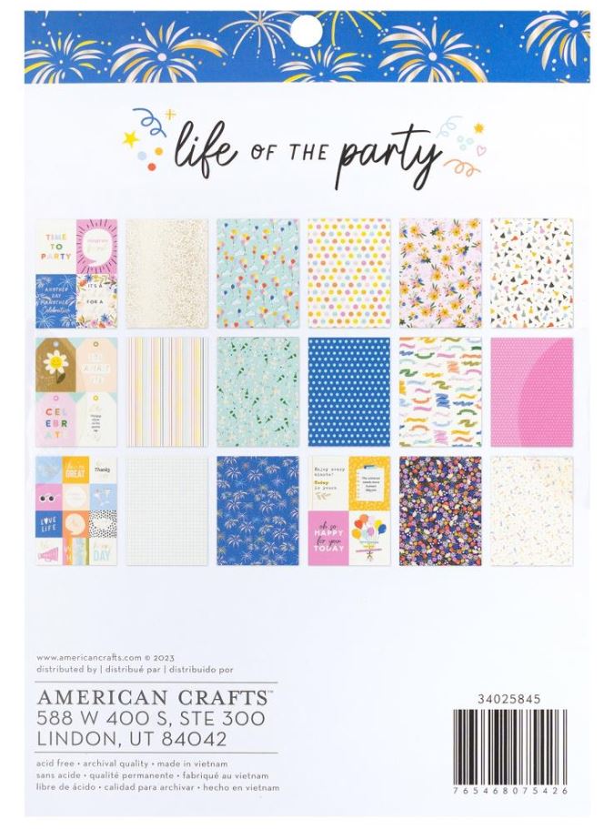 מארז דפי קארדסטוק 8"*6" - American Crafts Double-Sided Paper Pad -Life Of The Party