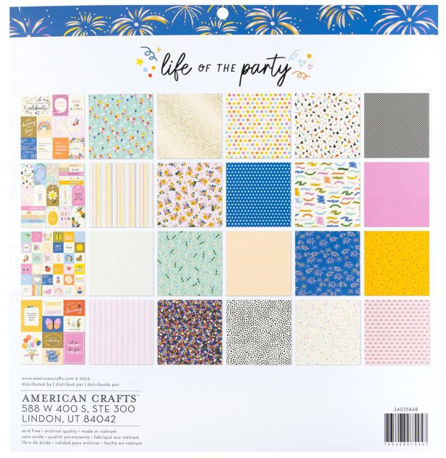 מארז דפי קארדסטוק 12" - American Crafts Paper Pad - Life Of The Party