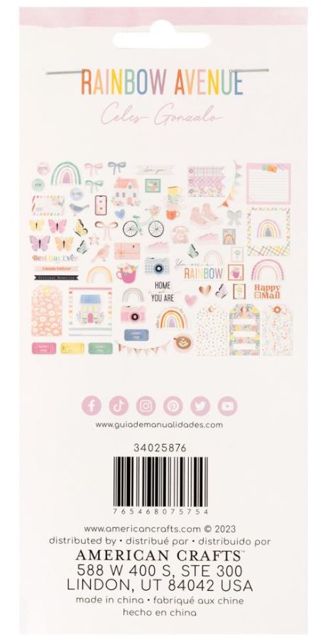 חיתוכי נייר - American Crafts Rainbow Avenue Ephemera Die-Cuts