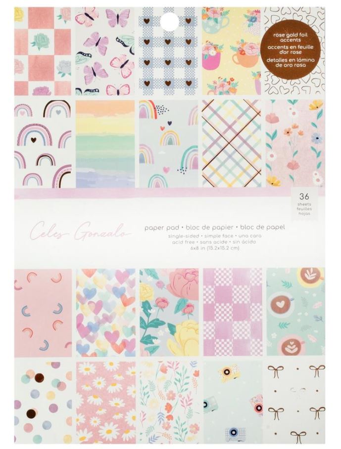 מארז דפי קארדסטוק 8&quot;*6&quot; - American Crafts Single-Sided Paper Pad - Rainbow Avenue