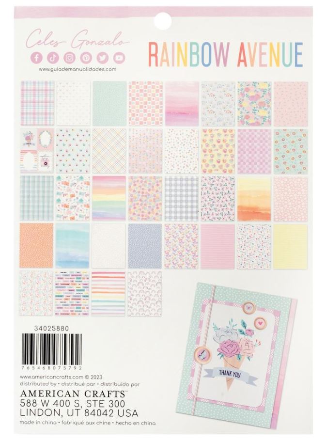 מארז דפי קארדסטוק 8"*6" - American Crafts Single-Sided Paper Pad - Rainbow Avenue