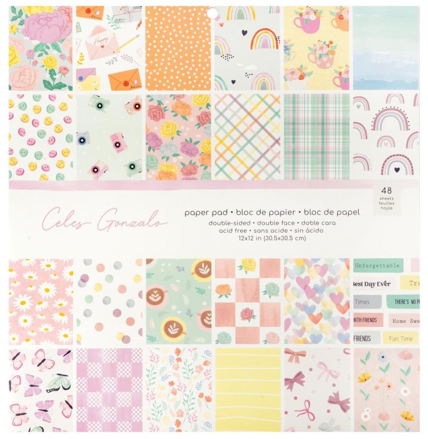 מארז דפי קארדסטוק 12&quot; - American Crafts Double-Sided Paper Pad - Rainbow Avenue